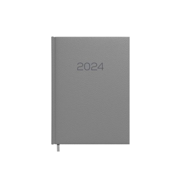 Darbo kalendorius Timer Daytime Prestige 2024 m A5 minkštas PU viršelis pilkos spalvos