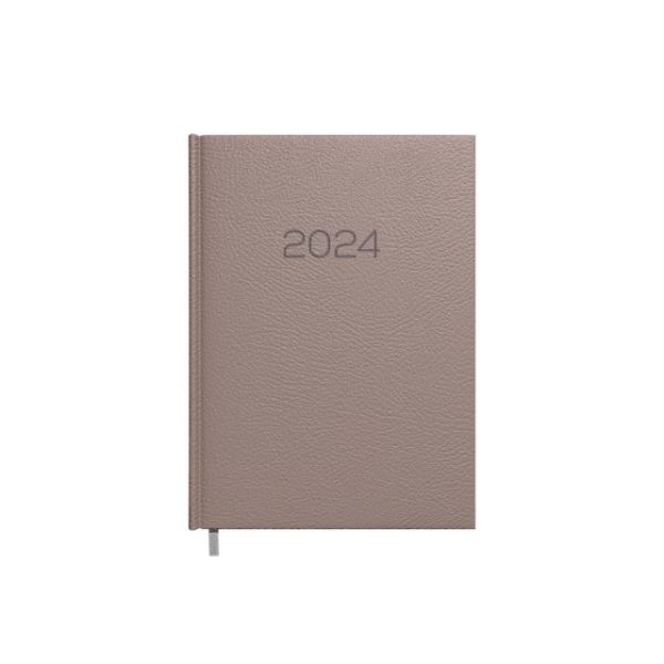 Darbo kalendorius Timer Daytime Prestige 2024 m A5 minkštas PU viršelis tamsiai smėlio spalvos