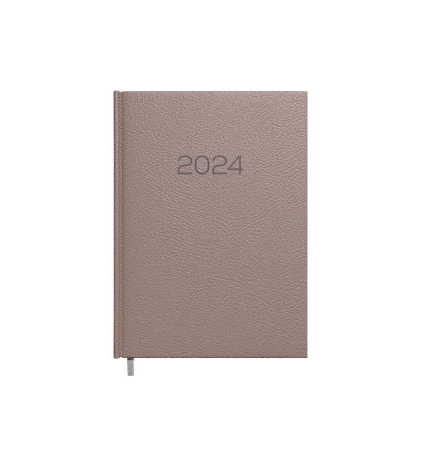 Darbo kalendorius Timer Daytime Prestige 2024 m A5 minkštas PU viršelis tamsiai smėlio spalvos
