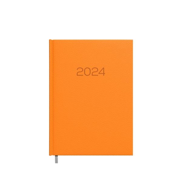 Darbo kalendorius Timer Daytime Prestige 2024 m A5 minkštas PU viršelis oranžinės spalvos