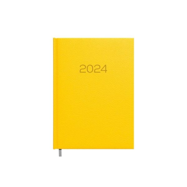 Darbo kalendorius Timer Daytime Prestige 2024 m A5 minkštas PU viršelis geltonos spalvos