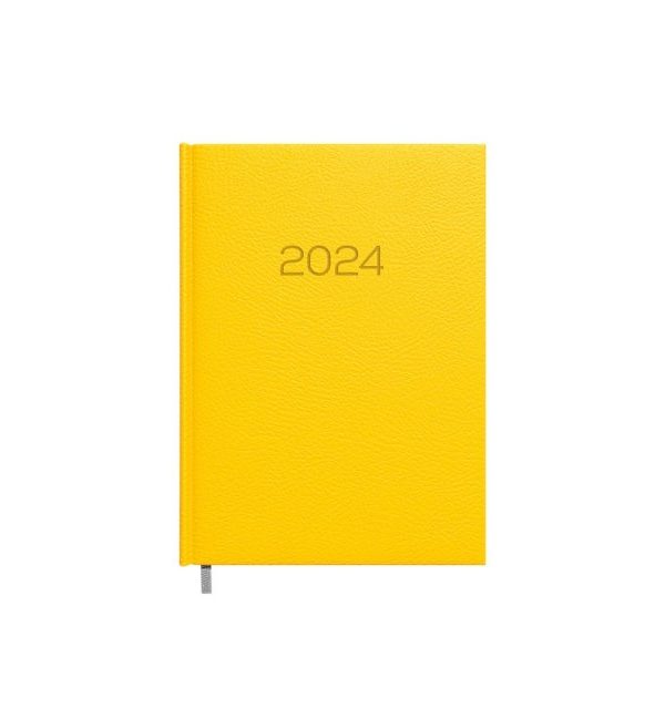 Darbo kalendorius Timer Daytime Prestige 2024 m A5 minkštas PU viršelis geltonos spalvos
