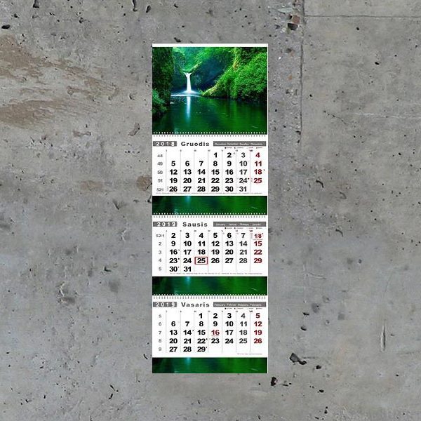 Trijų dalių sieniniai lankstomi kalendoriai su intarpais PRESTIGE